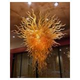 Robert Kaindl Han-dblown Amber Glass Chandelier
