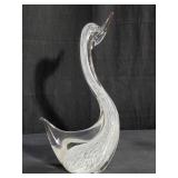 Large Murano style white glass swan sculpture, 16"