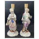 German Dresden porcelain candlestick holders