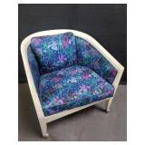 Vintage floral armchairs with casters