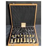 Soapstone chess pieces w/ stone inlay chess b