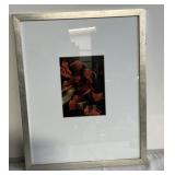 silver wooden framed Flowers and bird print