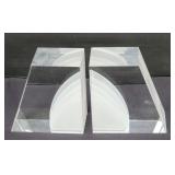 Acrylic lucite book ends 5" x 4.5"