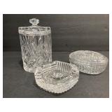 lot of  glass items , cotton ball jar  ,soap d