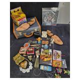 Vintage missilanious items in leather bound case