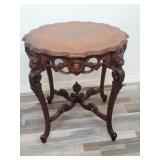 Antique French inlay carved tea table 29"h x