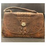 Brown leather handbag