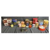 18 vintage tin boxes. One 1992 Olympic winter