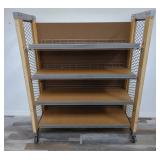 Rolling wood and metal shelf. 56x47.5x19"