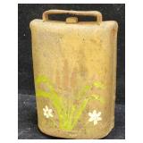 Antique cast iron cow bell hand painted flowers