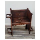 Antique oak church pew 25"w x 16"d x 33"h  as is