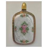 Diminutive enameled purse perfume bottle