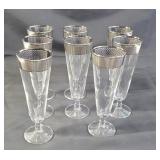Group of 8 champagne glasses 9.5" x 3"  box lot