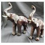 Pair of leather covered Elephants