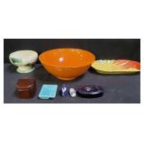 Bowls, pin box, etc. Box lot
