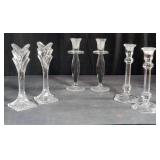 3 pairs of candle holders: 2 pair crystal, 1 p