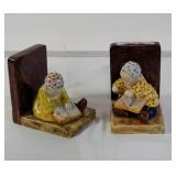 Pair of quimper France signed figurine book ends