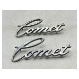 Pair of vintage Mercury Comet metal fender emblems