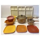 Box of vintage Tupperware & Vision Corning Ware