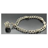 Italian sterling silver crown charm bracelet,