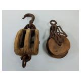 Pair of vintage pulleys