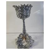 Elephant and palm tree motifs aluminum plant stand