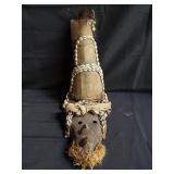 Fabric & seashell African carved wood mask