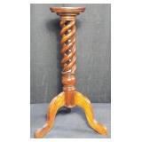 Mahogany plant stand w/ open barley twist, 18" l