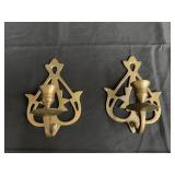2 vintage brass candle holder wall sconces 7"h.