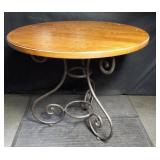 Ethen Allen walnut round table, 25" h. x 28" diam.