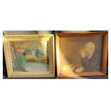 Vintage oil on board and print on board / both i