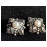 Pair of sterling silver clip on earrings