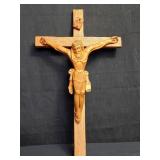 Vintage carved wood crucifix, 22"