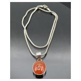Sterling silver carnelian gemstone necklace,