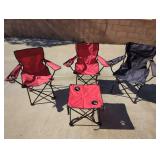 Bundle of three pop up camping chairs and one