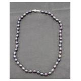 14k clasp blue pearl 18" necklace. Scratch