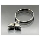 Vintage sterling silver dangle heart ring