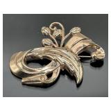 Vintage sterling silver floral pin brooch, 9.45g