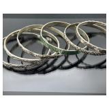 6 vintage silver tone metal bangle bracelets