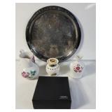 Group of miscellaneous silver plated round tray,