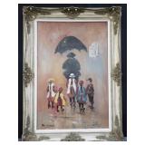 Signed oil painting on canvas of a man holding a