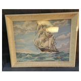 Vintage oil on board in wooden frame / minor