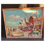 Vintage oil on board in wooden frame / signed by