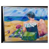 Signed oil on canvas, Person at the Beach