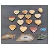 Collection of vintage onyx & stone hearts &