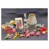 Group of vintage lamps with decorative floral