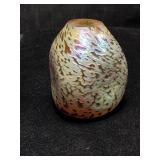 Signed small art glass vase, 3"