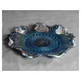 Carnival glass center bowl, 10 1/4" diam.