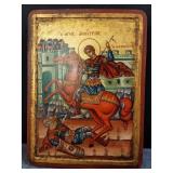 Vintage signed Handpainted Saint Demetrios Wall