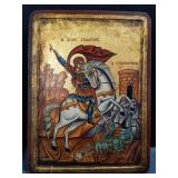 Vintage signed Handpainted Saint Demetrios Wall